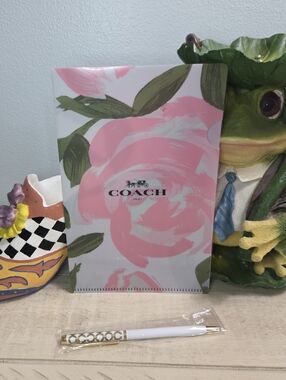 COACH Stationery Set - Floral Sleeve, Ballpoint Pen[ Rare ], New